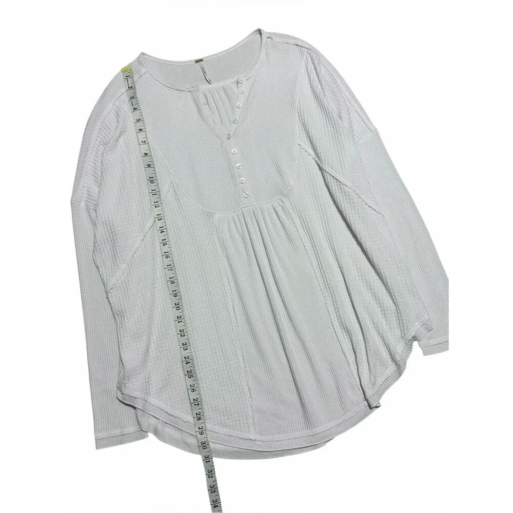 FREE PEOPLE NWT White Long Sleeve Oversized Henley Top M